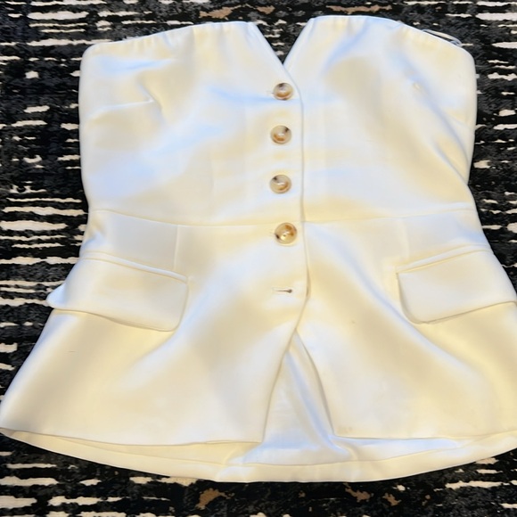 GREY LAB Tops - Grey Lab Ivory White Buttoned Bustier Top